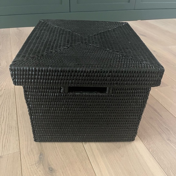 Pottery Barn Office Pottery Barn Tava Handwoven Rattan Letter File Box With Lid Poshmark